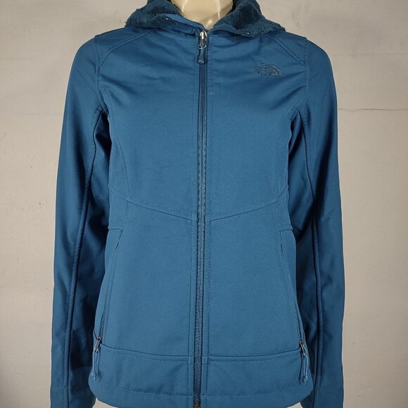 The North Face teal peacock blue full zip plush fleece Windwall jacket ladies XS - Picture 1 of 10
